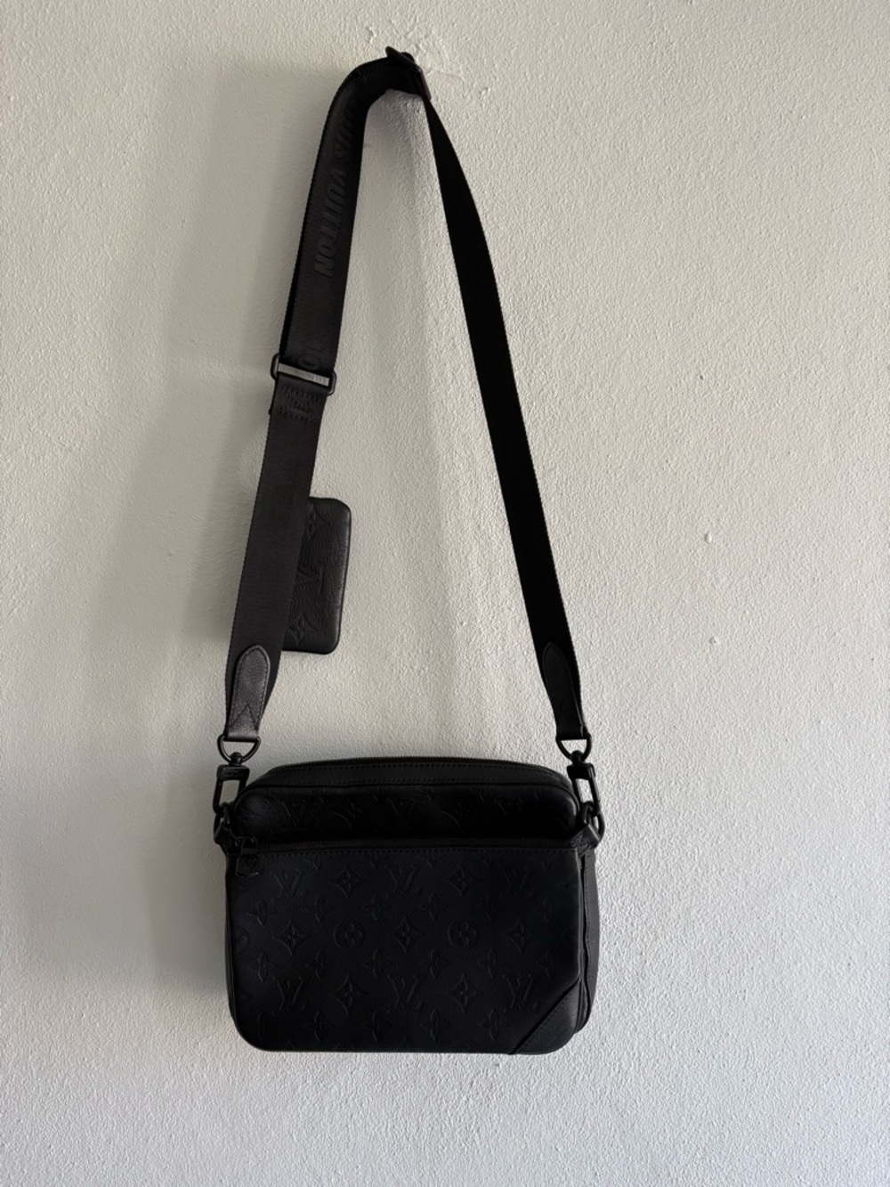 Louis Vuitton Black Monogram Embossed Messenger Bag